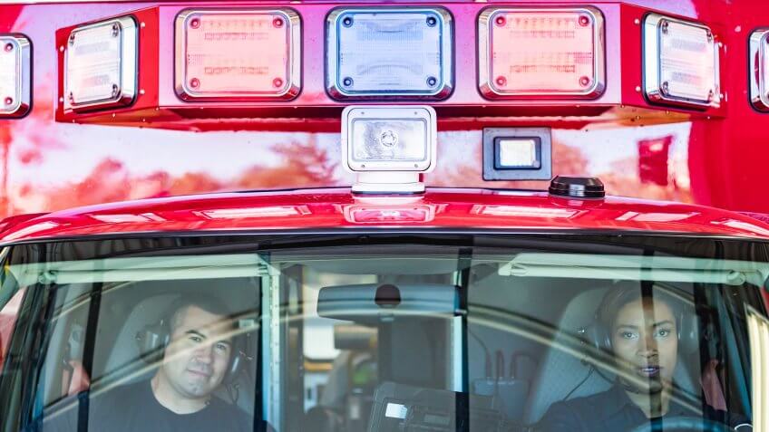 A stock photo of a female firefighter during her work day.