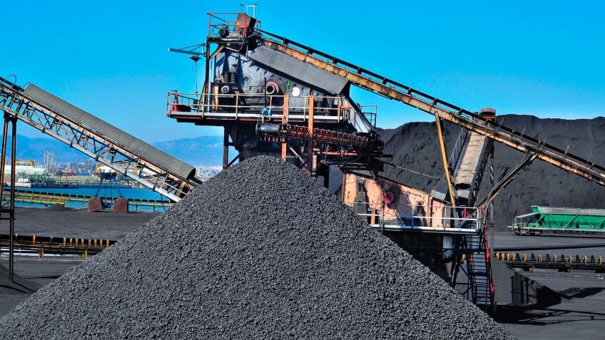 closeup of the facilities of a coal industry.