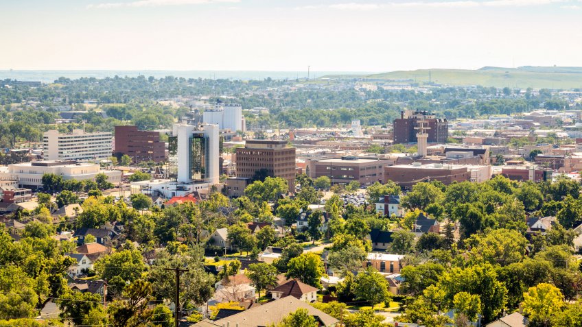 Panorama of Rapid City, South Dakota, USA.