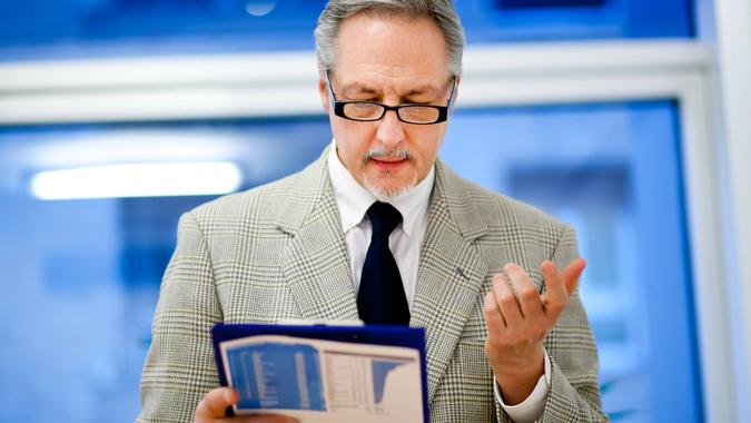 Businessman working in his office.