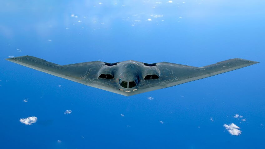 A B-2 Spirit soars after a refueling mission over the Pacific Ocean on Tuesday, May 30, 2006.