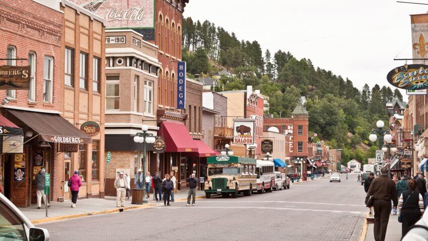 "Deadwood, South Dakota, USA - September 14, 2011: View on Upper Main Street in South Dakota.