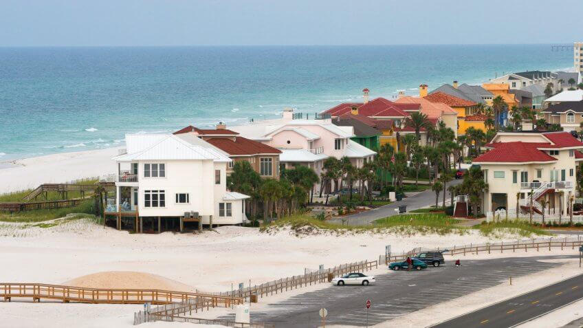View of Pensacola Beach and Gulf of Mexico.
