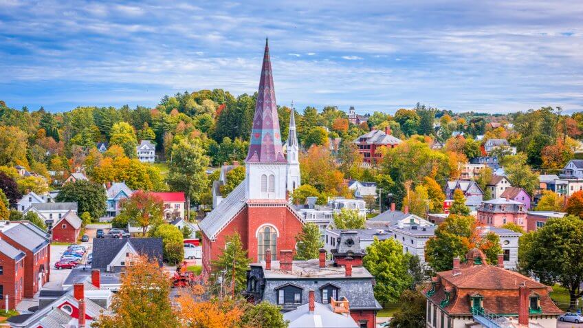Montpelier, Vermont, USA town skyline.