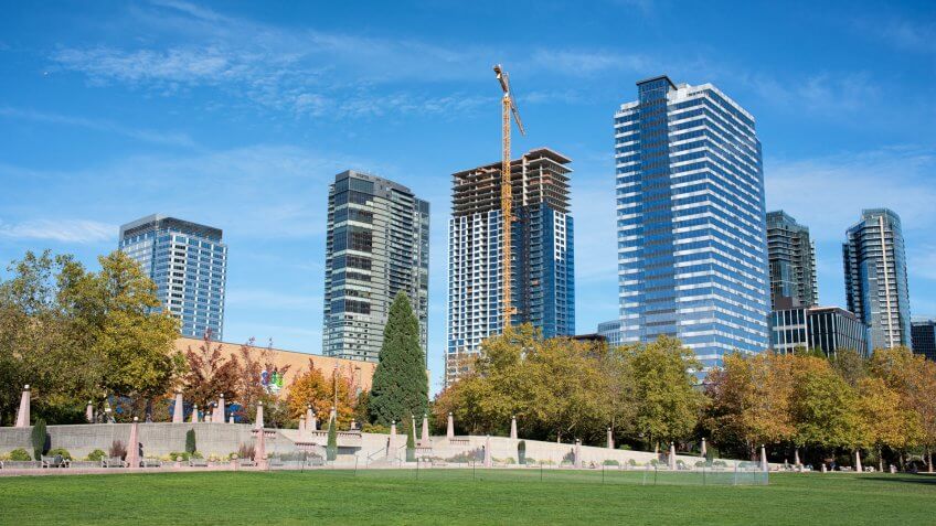 Bellevue, Washington United States - October 12, 2016: Bellevue downtown at the beautiful Wednesday afternoon.