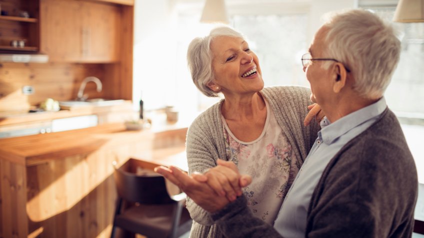 senior couple dancing
