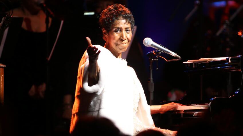 Photo by Soul Brother/WWD/REX/Shutterstock Aretha FranklinElton John Aids Foundation Fall Gala, Inside, New York, USA - 07 Nov 2017.