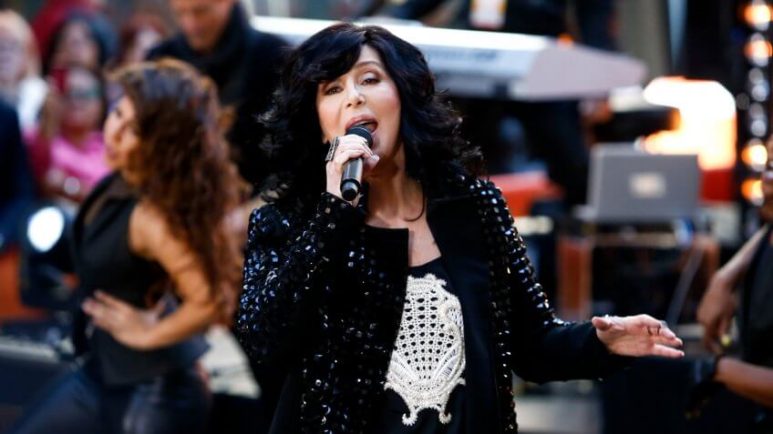 NEW YORK-SEP 23: Singer Cher performs on NBC's Today Show at Rockefeller Plaza on September 23, 2013 in New York City.