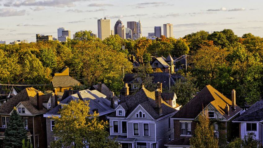 Looking south at Columbus, Ohio in the distance