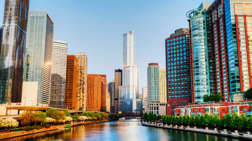 AMERICA, CHICAGO, Chicago, Illinois, Places, President Trump, River North, Trump International Hotel and Tower, United States of America, homes, real estate