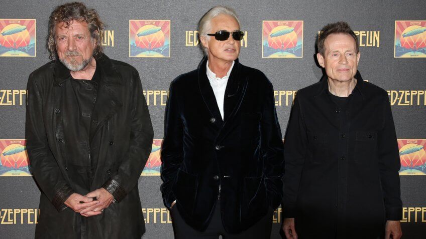 Robert Plant, Jimmy Page and John Paul Jones at the Led Zeppelin Celebration Day DVD screening launch held at Hammersmith Apollo London.
