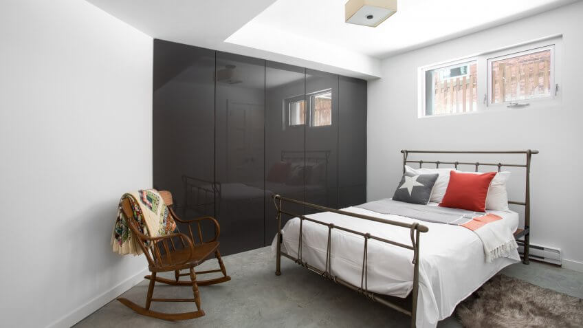 Guest bedroom in basement apartment