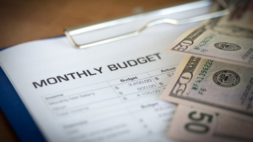 Monthly Budget Plan for Expenses and Money.