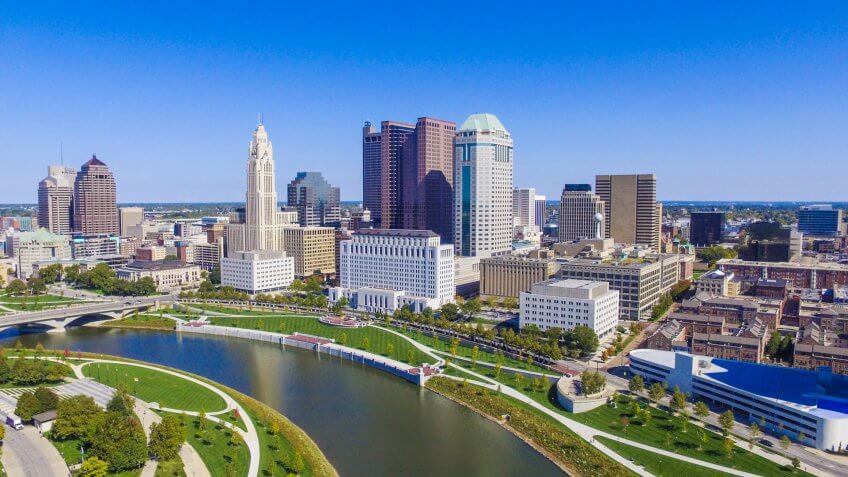 Downtown Columbus, Ohio on a beautiful summer day.