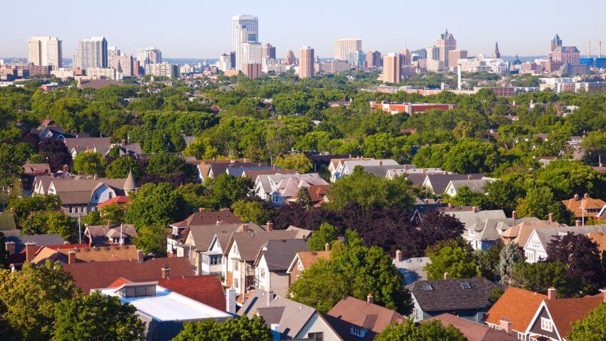 Milwaukee - city panorama seen from the north side.