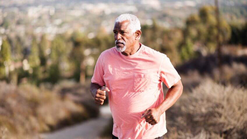 senior man running