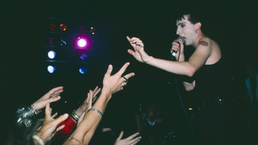 Photo by Ilpo Musto/REX/Shutterstock Vocalist Marc Almond of pop band Soft Cell performing on stageVarious - 1985.