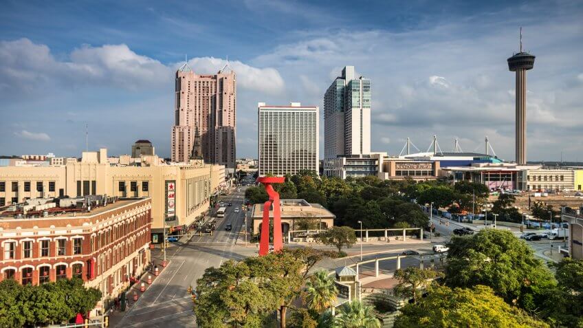 Skyline view of downtown San Antonio Texas.