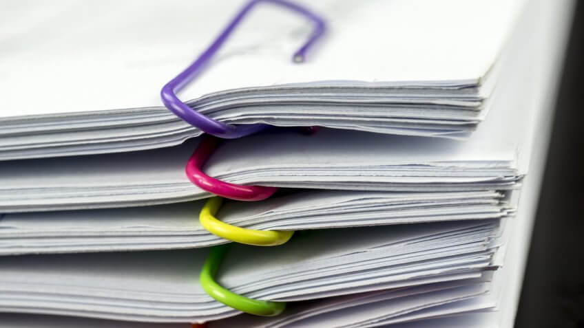 Paperwork, documents, organized, paper clips, papers