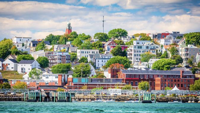 Portland, Maine, USA coastal townscape.