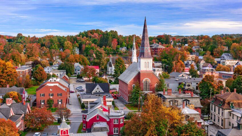 Montpelier, Vermont, USA town skyline.