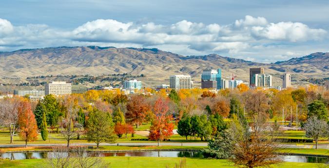 32. Idaho City of Boise and PArk in the fall.