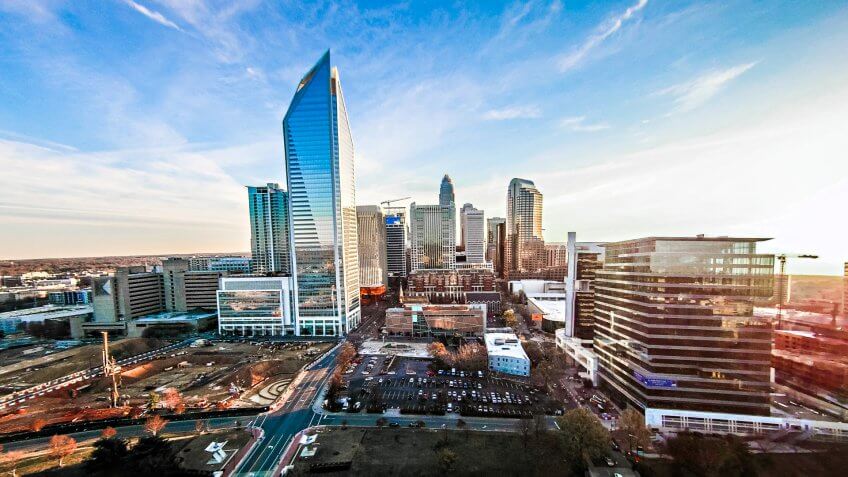 Charlotte north carolina early morning sunrise.