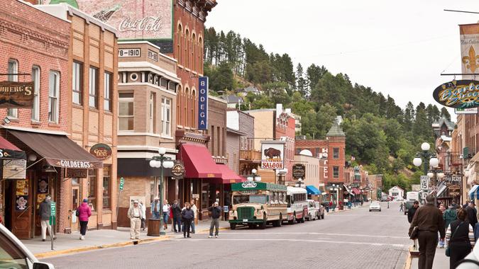 50. South Dakota "Deadwood, South Dakota, USA - September 14, 2011: View on Upper Main Street in South Dakota.