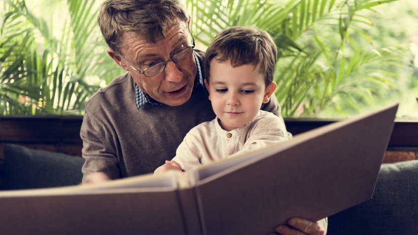 senior with grandkid