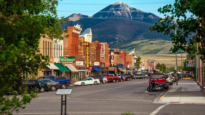 Livingston, Montana, USA - May 25, 2013 : Historic centre of Livingston near Yellowstone National Park.