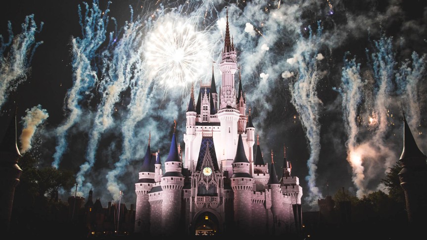 Fireworks lit up around Cinderella Castle at Walt Disney World