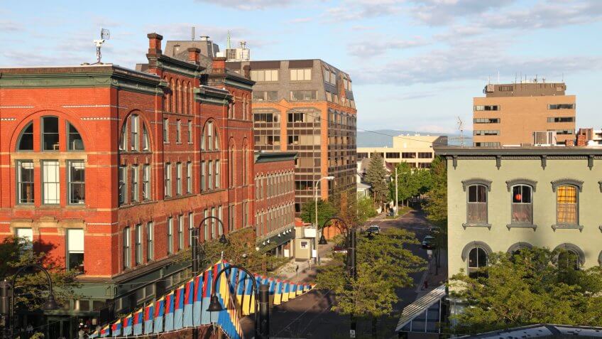 Historic downtown Burlington skyline.