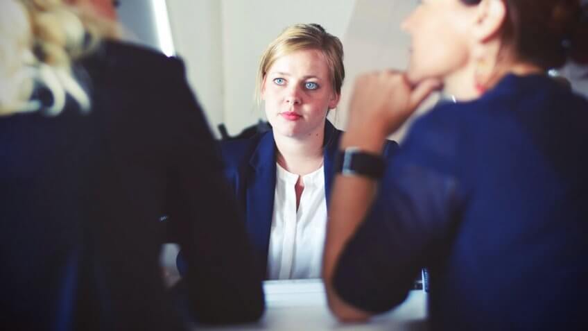 Young woman at a job interview