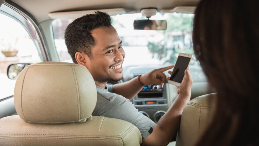 Ride share driver picking up a customer
