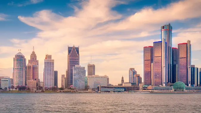 Detroit Skyline, Detroit, Michigan, USA.