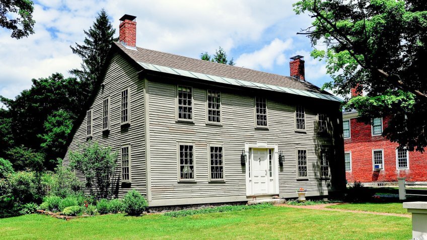 New England wooden saltbox home