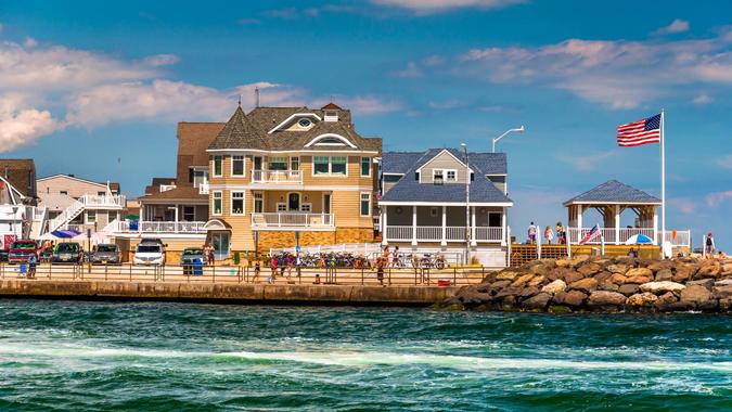 Beach houses along the inlet in Point Pleasant Beach, New Jersey.