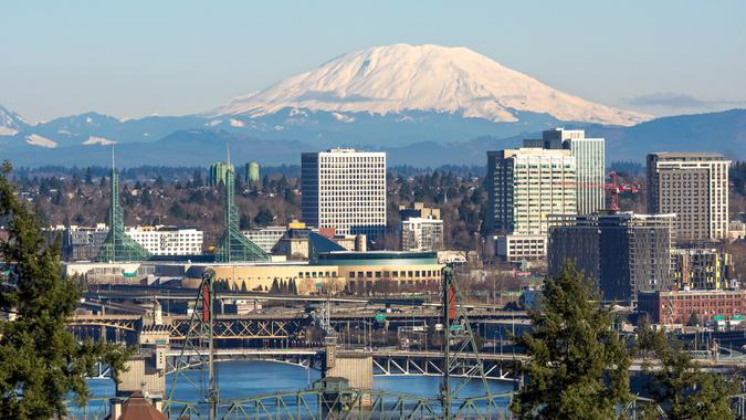 A view looking down to the Willamette River