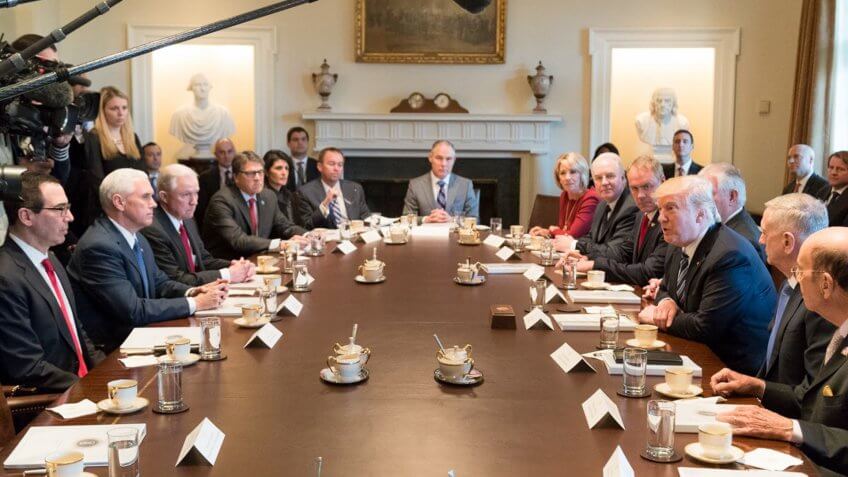 President Trump in a staff meeting