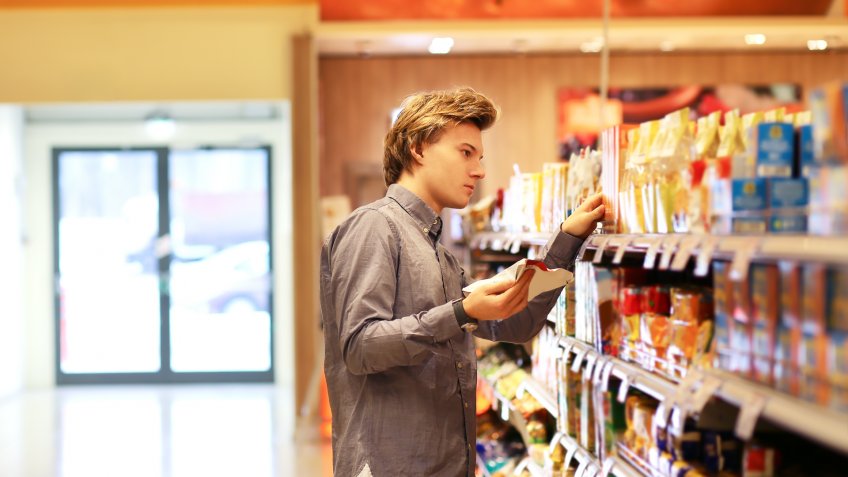 man grocery shopping