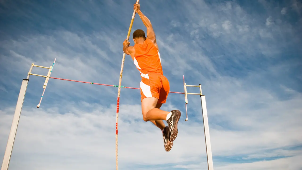 man Pole vaulting