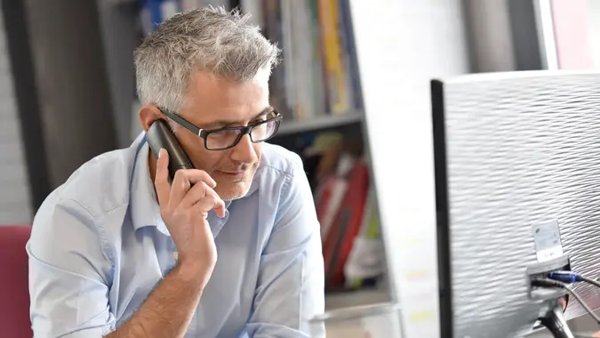 senior man talking on phone