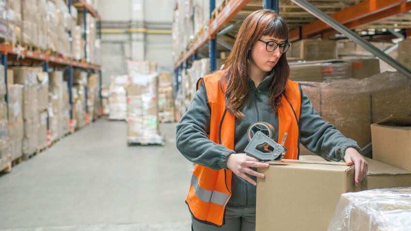 Woman in warehouse