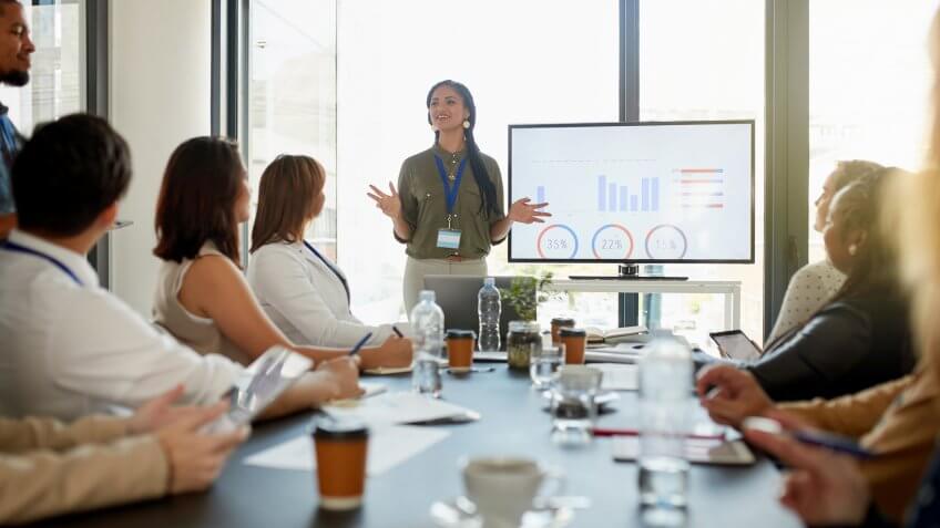 young businesswoman giving a presentation