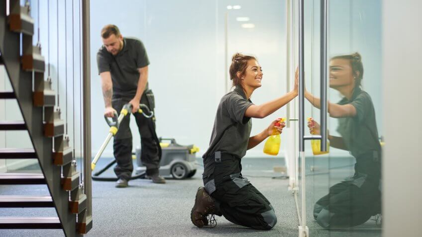 a female cleaning contractor