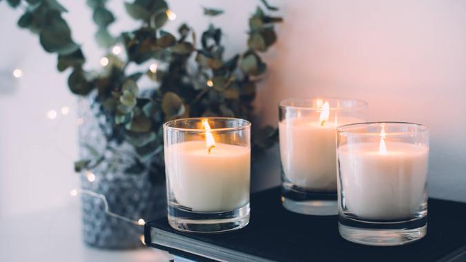 Candles lit in a home