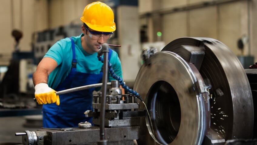 Metal Worker in a Factory.