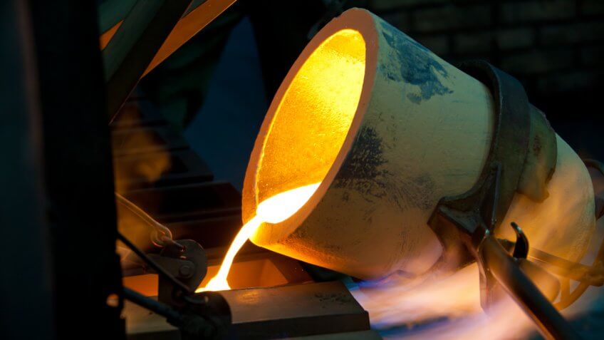Molten gold liquid pouring out