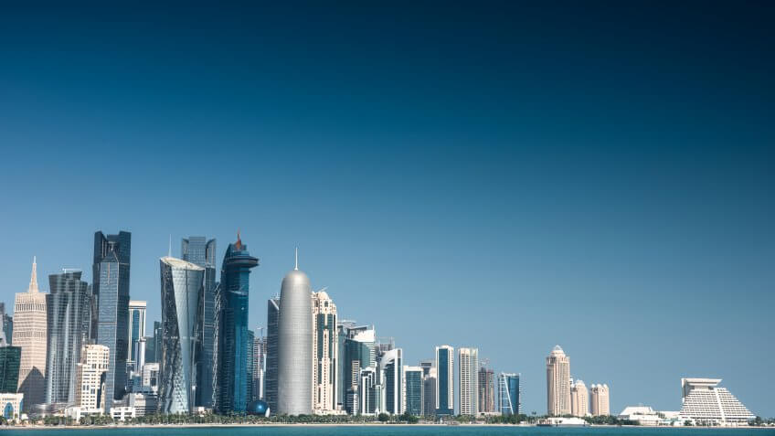 doha skyline of the downtown in Qatar.