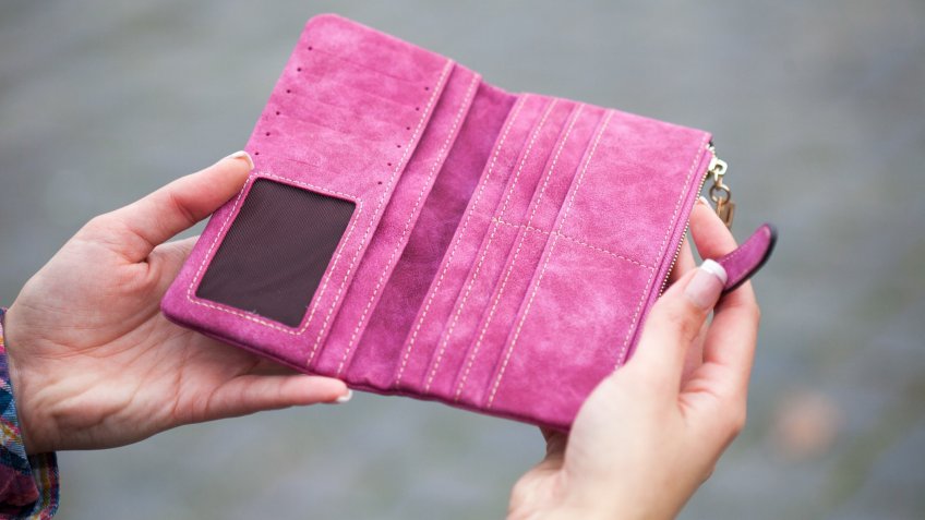 Empty pink wallet